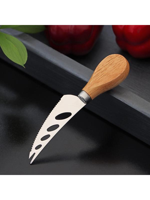 Нож для сыра Доляна «Ломоть», ручка из гевеи, 14,4×3 см