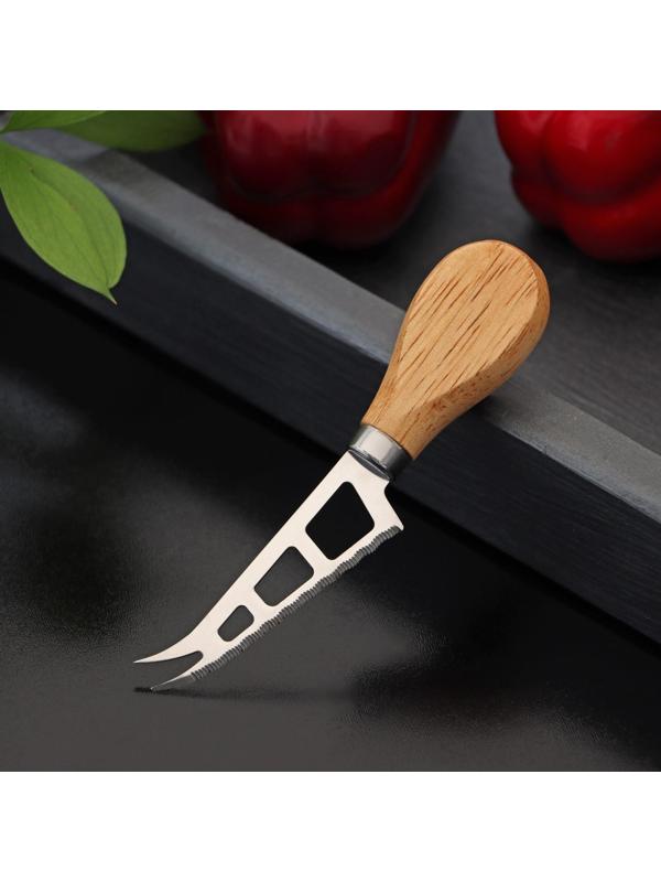 Нож для сыра Доляна «Ломоть», ручка из гевеи, 13,2×3,2 см