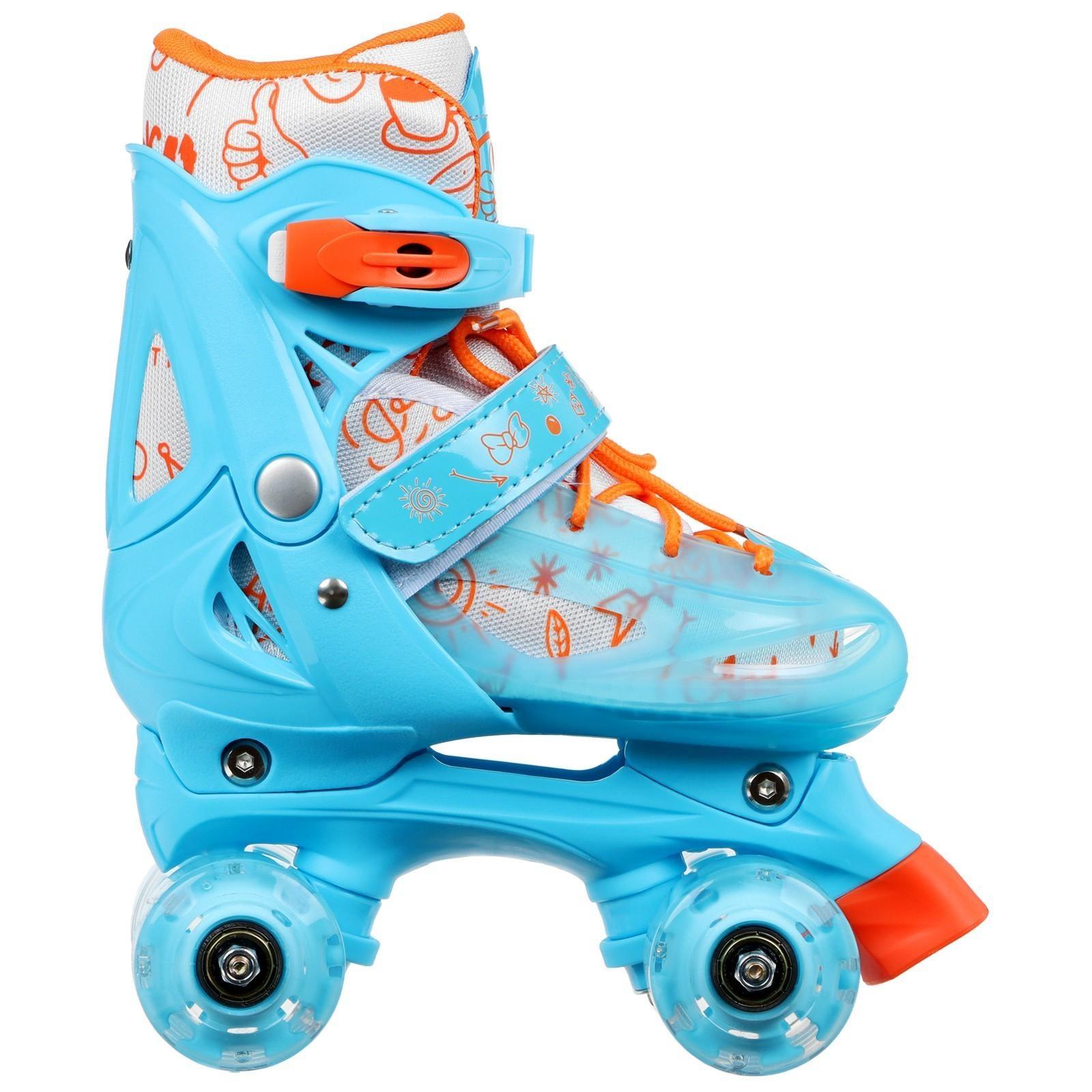 Роликовые кроссовки, раздвижные, колёса световые PU, р. 27-30