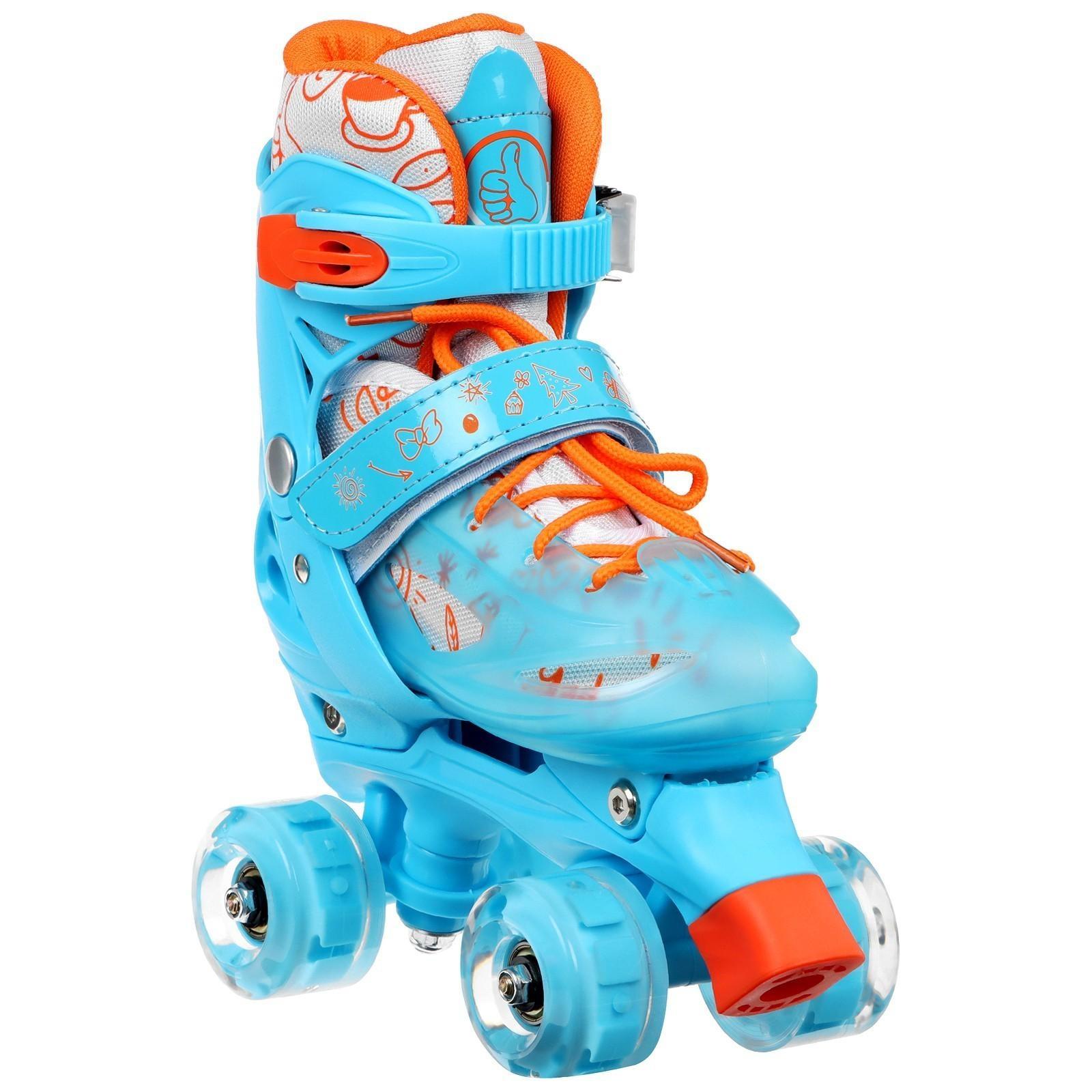 Роликовые кроссовки, раздвижные, колёса световые PU, р. 27-30