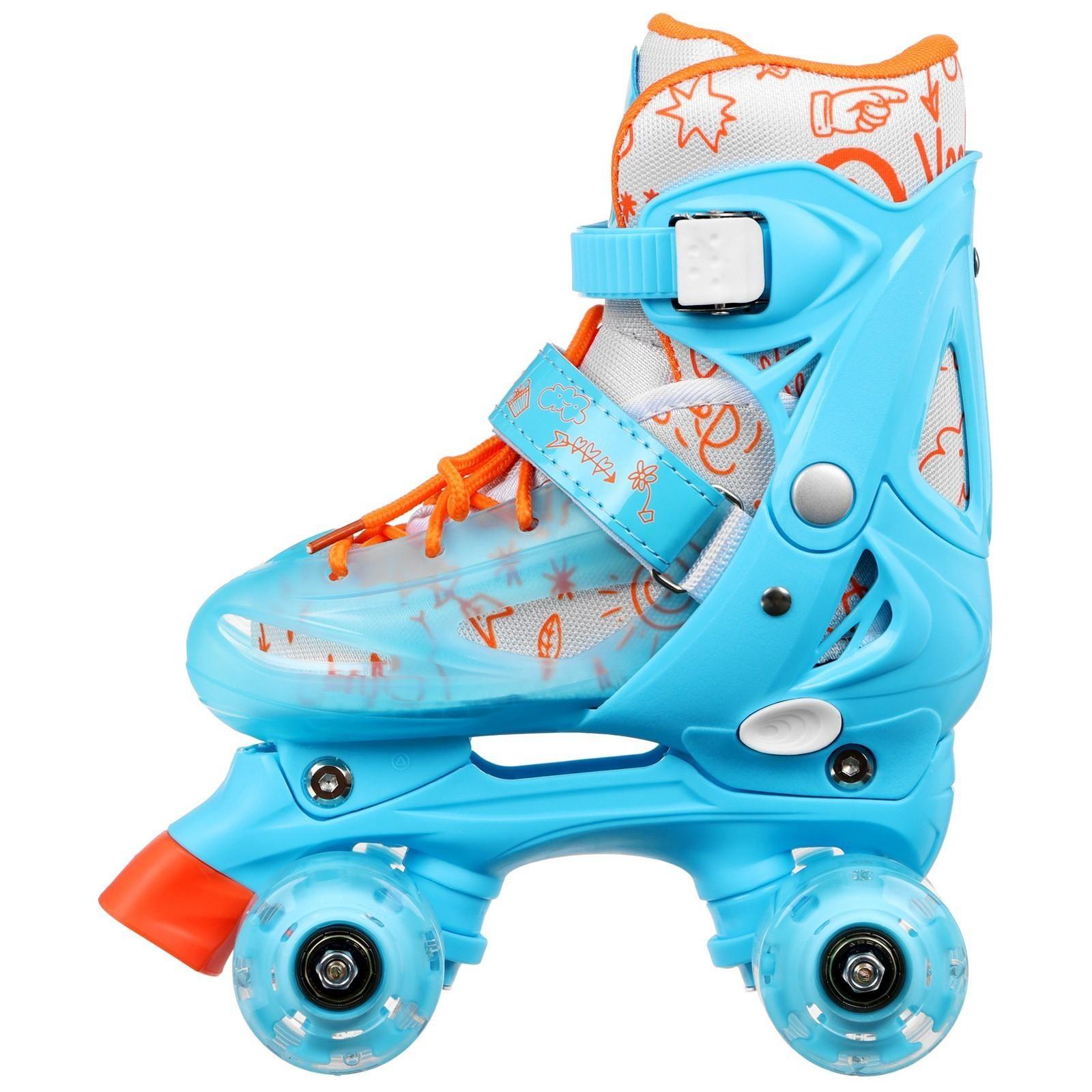 Роликовые кроссовки, раздвижные, колёса световые PU, р. 27-30