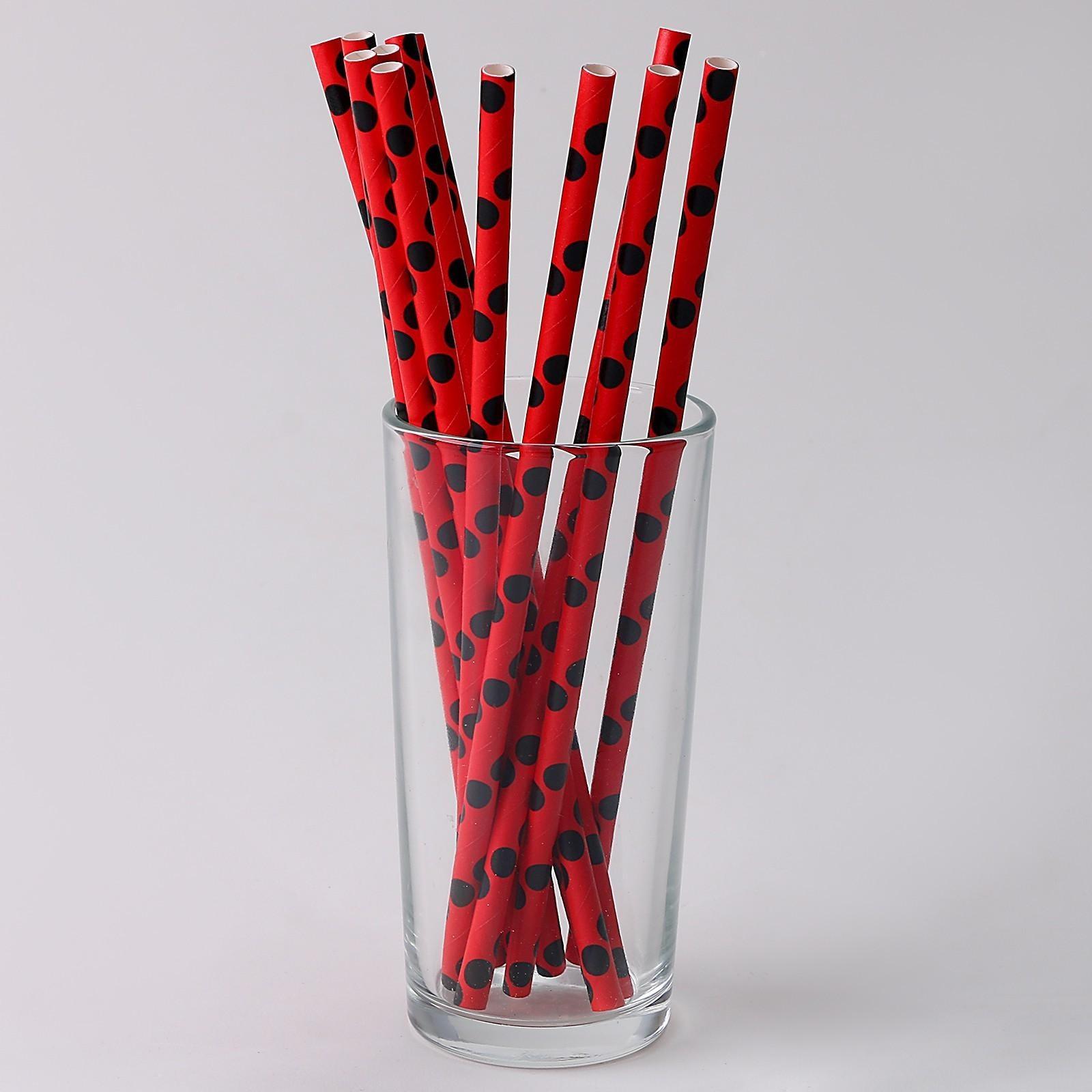 Трубочки для коктейля «Горох», набор 12 шт., цвет красный