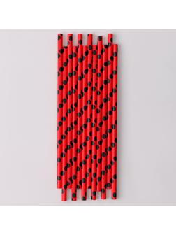 Трубочки для коктейля «Горох», набор 12 шт., цвет красный