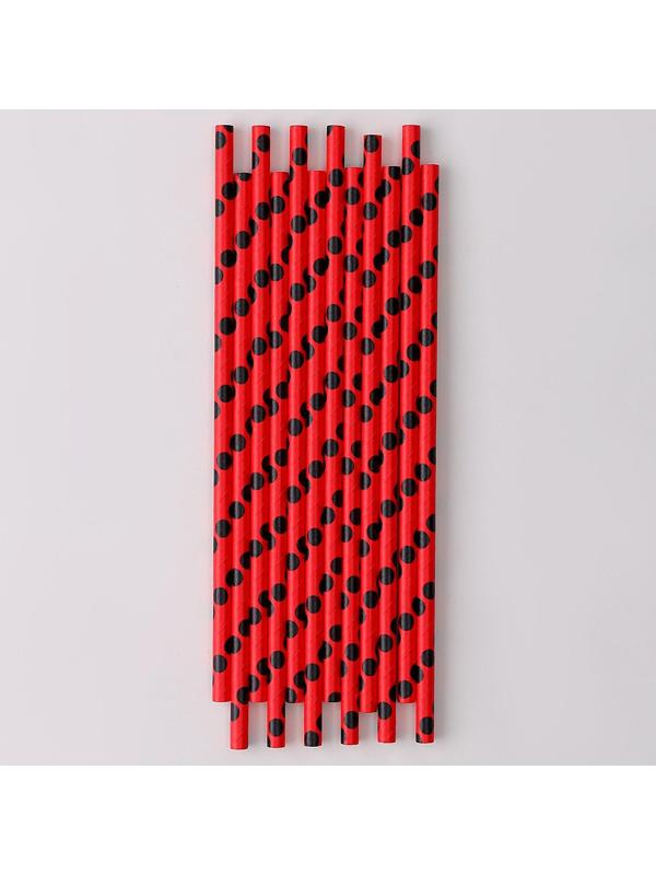 Трубочки для коктейля «Горох», набор 12 шт., цвет красный