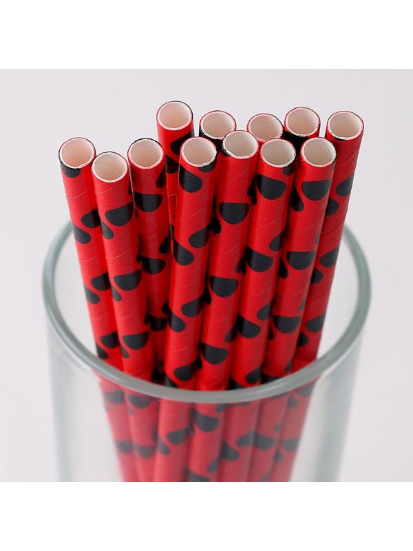 Трубочки для коктейля «Горох», набор 12 шт., цвет красный