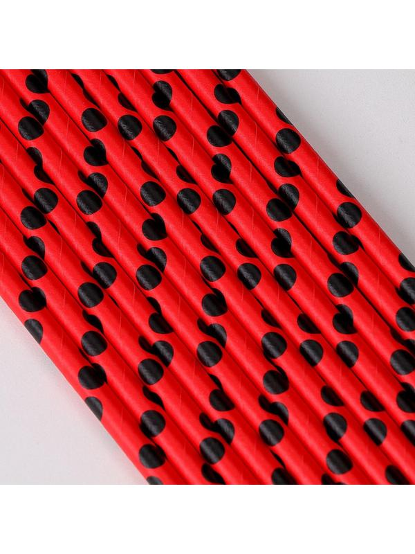 Трубочки для коктейля «Горох», набор 12 шт., цвет красный