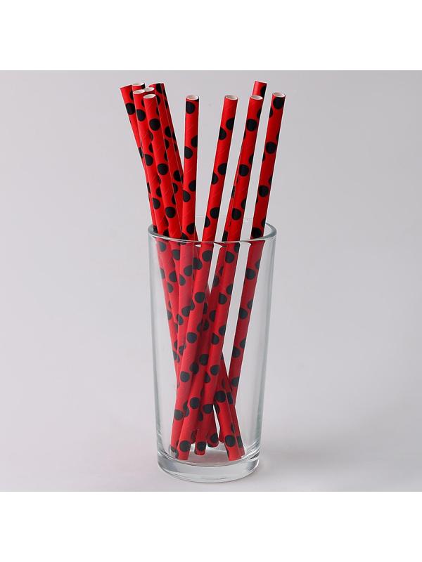 Трубочки для коктейля «Горох», набор 12 шт., цвет красный