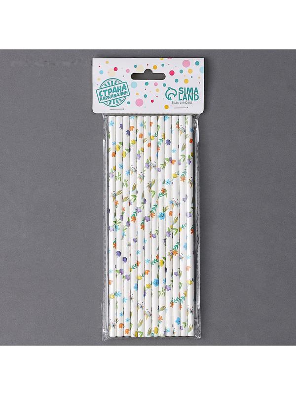 Трубочки для коктейля «Цветочки», набор 12 шт.