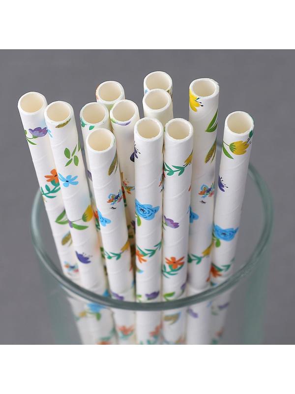 Трубочки для коктейля «Цветочки», набор 12 шт.