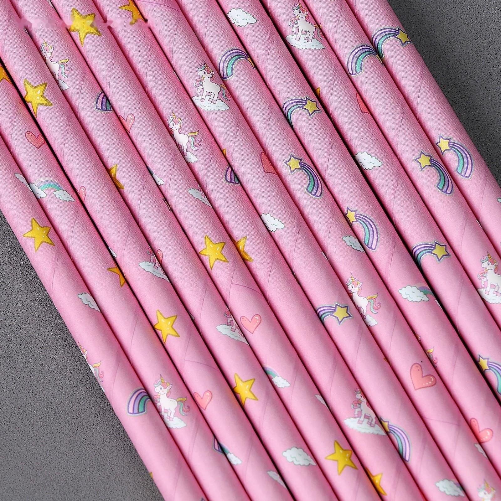 Трубочки для коктейля «Звёздочки», набор 12 шт., цвет розовый