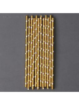Трубочки для коктейля «Звёзды», набор 12 шт., цвет золото