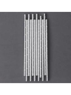 Трубочки для коктейля «Звёзды» набор 12 шт., цвет серебро