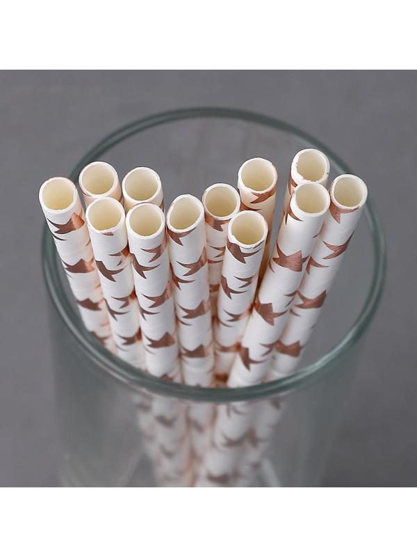 Трубочки для коктейля «Розовые звёзды», набор 12 шт.