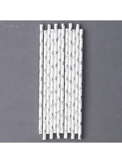 Трубочки для коктейля «Серебрянные звёзды», набор 12 шт.