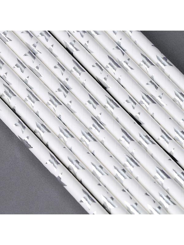 Трубочки для коктейля «Серебрянные звёзды», набор 12 шт.