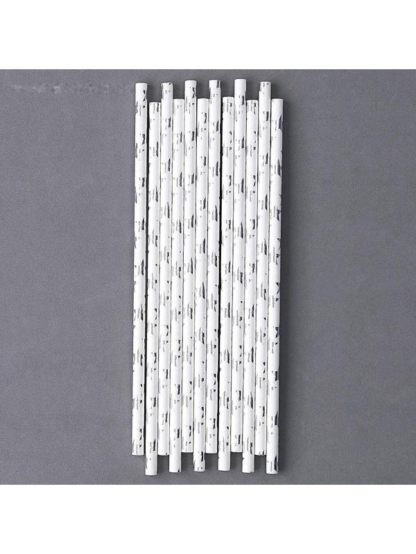 Трубочки для коктейля «Серебрянные звёзды», набор 12 шт.