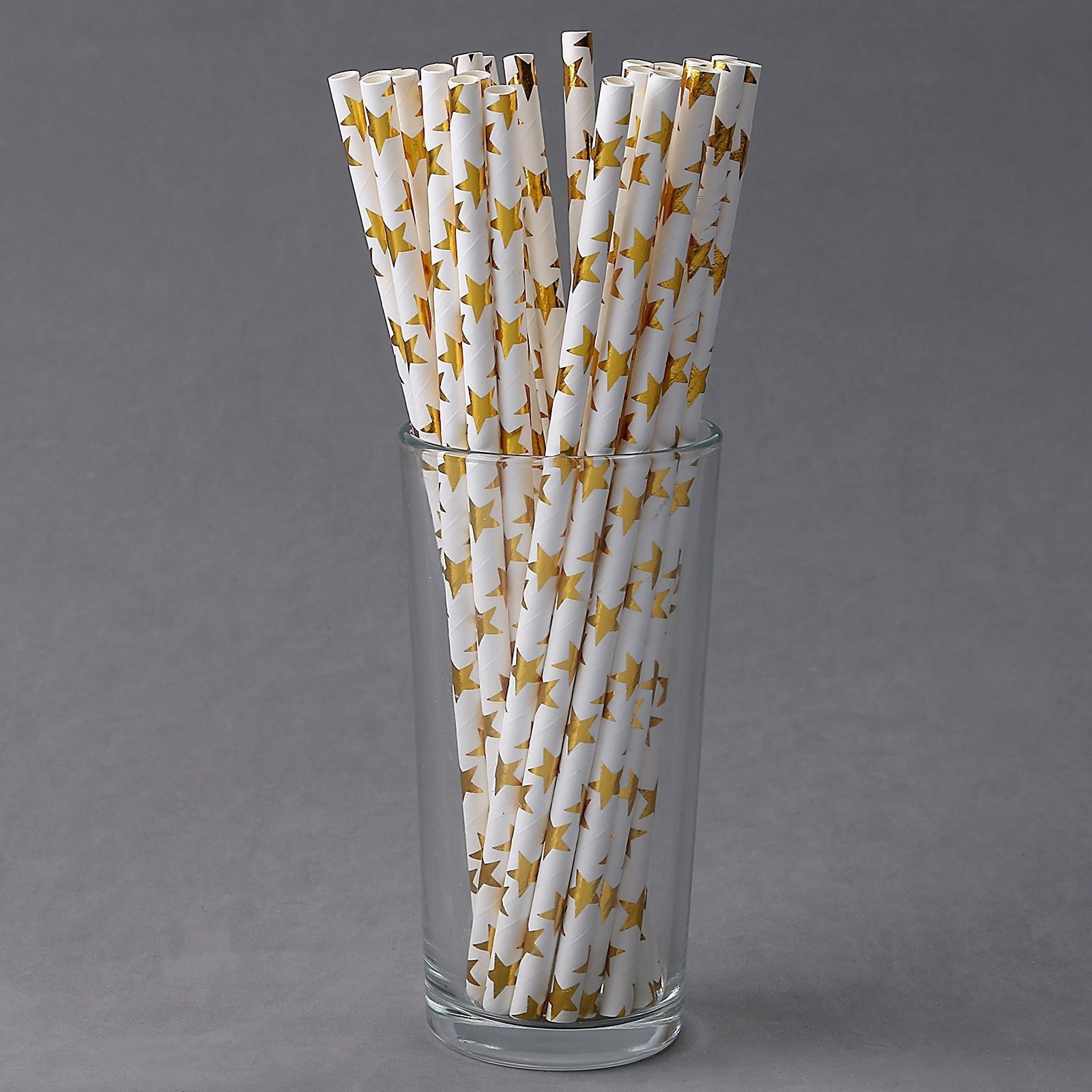 Трубочки для коктейля «Золотые звёзды», набор 25 шт.