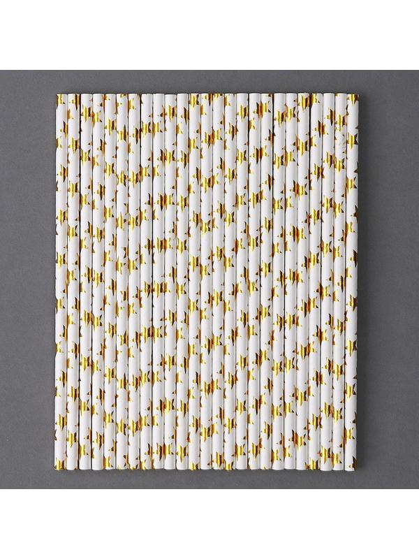 Трубочки для коктейля «Золотые звёзды», набор 25 шт.