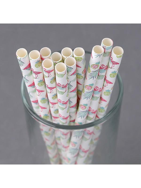 Трубочки для коктейля «Фламинго», набор 12 шт.