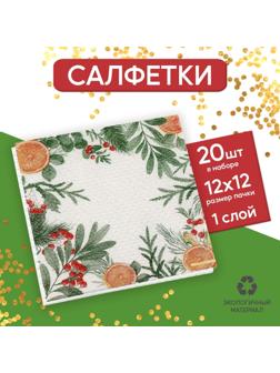 Салфетки бумажные «Новогодний аромат», однослойные, 24х24 см, набор 20 шт.