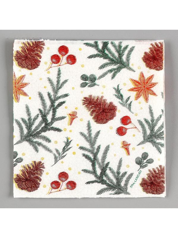 Салфетки бумажные «С Новым Годом»,шишки, однослойные, 24х24 см, набор 20 шт.