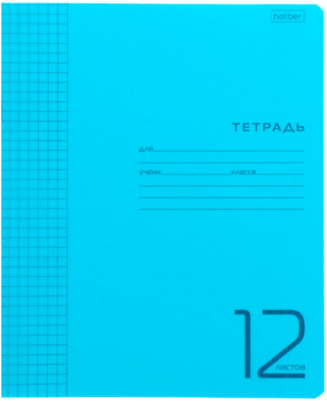 Тетради в клетку 12 листов Hatber, обложка пластиковая, блок 65 г/м2 / Голубые / 10 шт.