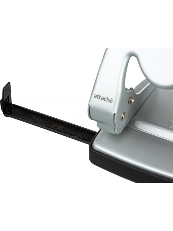 Дырокол ATTACHE 6760 до 60л., металл.,с лин.,с рез.вставкой,серебр.