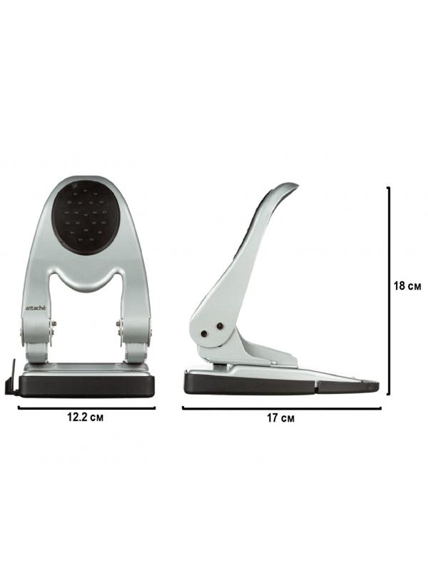 Дырокол ATTACHE 6760 до 60л., металл.,с лин.,с рез.вставкой,серебр.