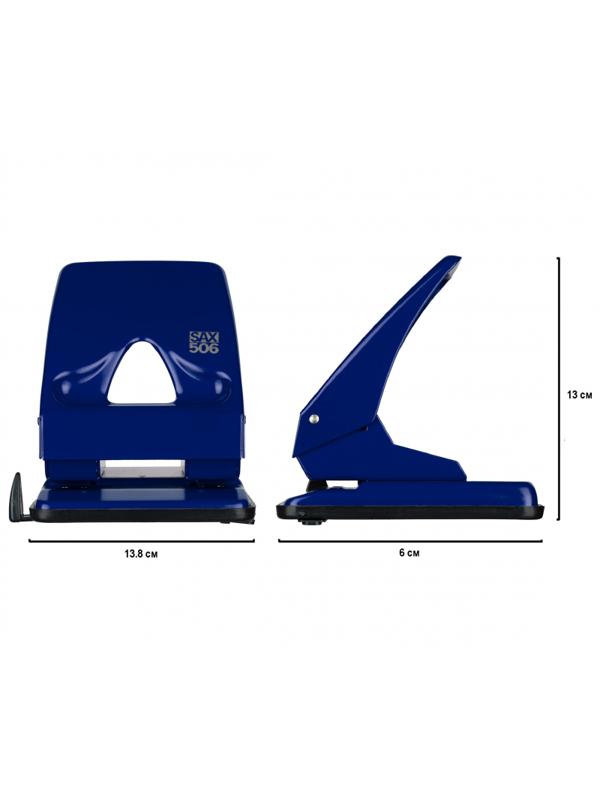 Дырокол SAX 506 до 40л., металл, с лин., синий, Австрия-Венгрия