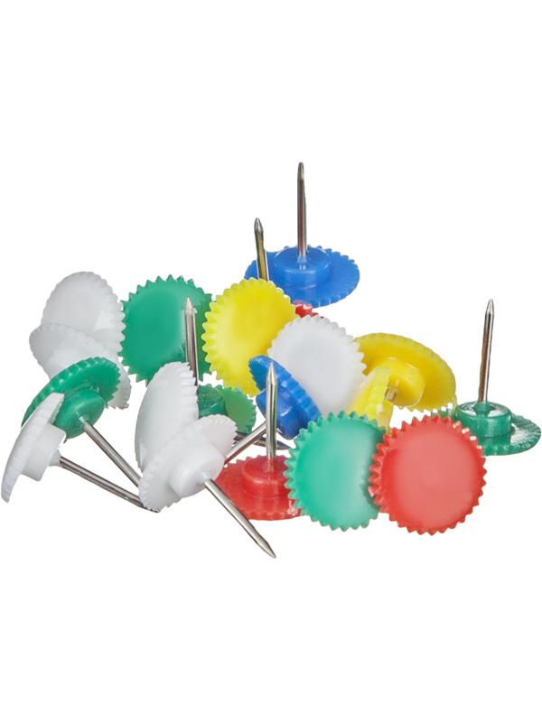 Кнопки канцелярские Attache 12мм, пластиковая шляпка, цветные 50шт пласт.уп