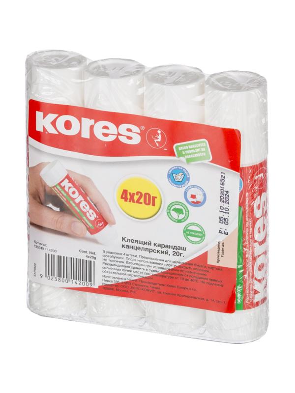 Клей-карандаш 20г KORES 4шт./уп. 14200