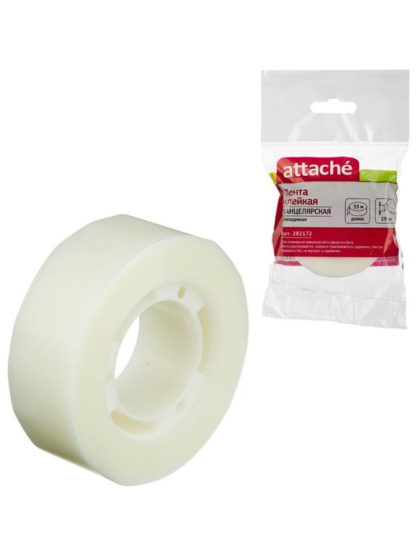 Клейкая лента канцелярская Attache 19x33 невидимая, не удаляемая, подвес