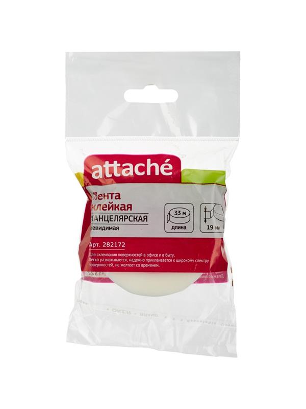 Клейкая лента канцелярская Attache 19x33 невидимая, не удаляемая, подвес