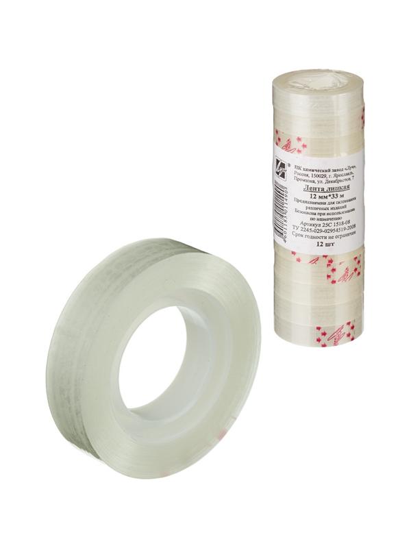 Клейкая лента канцелярская 12х33 12 шт./уп.