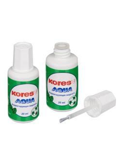 Корректирующая жидкость KORES AQUA 20мл на водной основе, кисточка 69101
