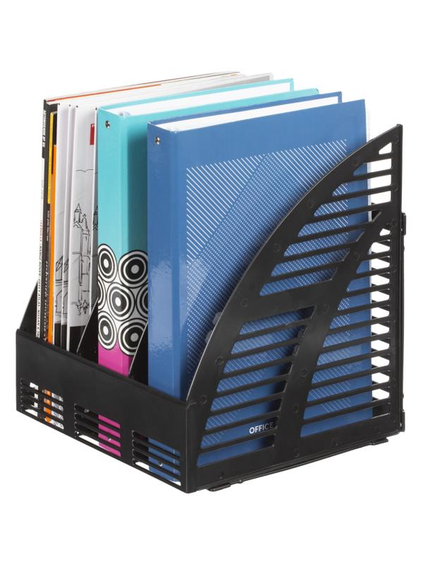 Лоток вертикальный Attache сборный 3 отделения черный, 240мм