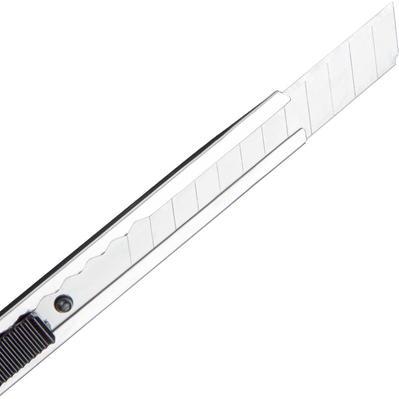 Нож канцелярский 9мм Attache металлический, фиксатор, цв.металлик