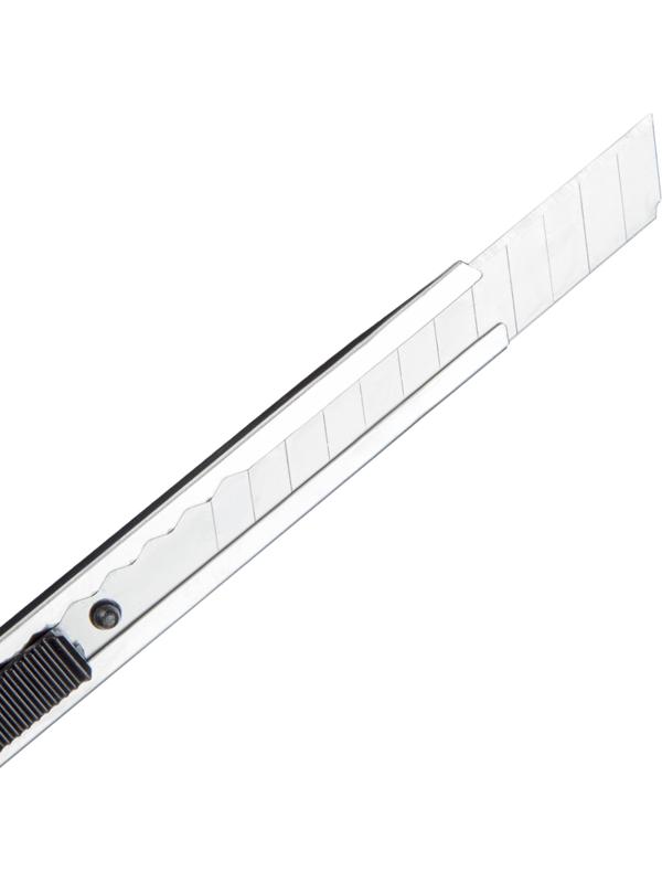 Нож канцелярский 9мм Attache металлический, фиксатор, цв.металлик