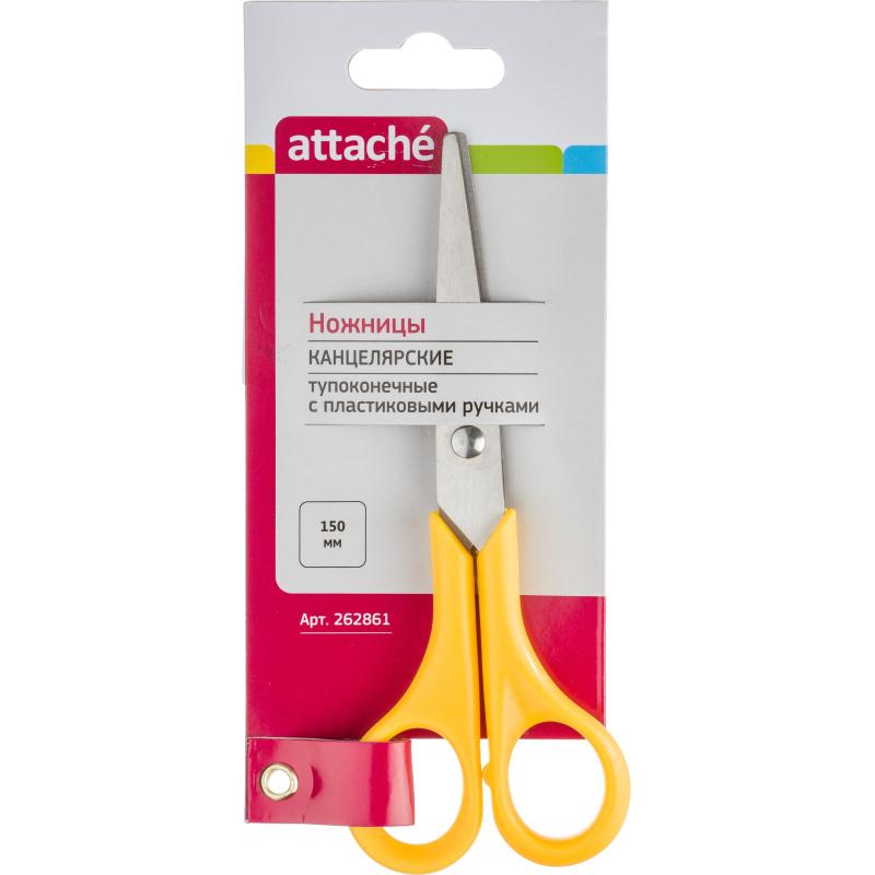 Ножницы Attache 150 мм с пластиковыми ручками, цвет желтый