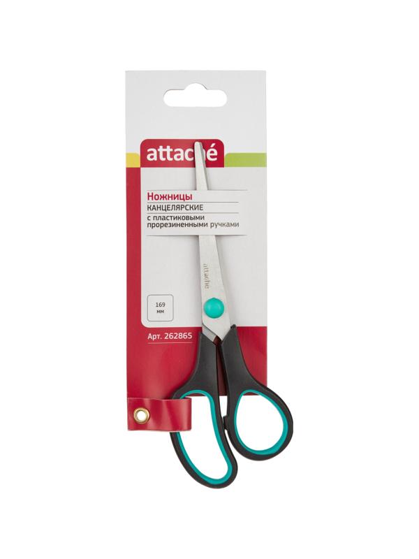 Ножницы Attache 169 мм с пласт.прорезин. руч. Attache, цвет зелен/черн