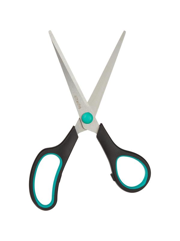 Ножницы Attache 169 мм с пласт.прорезин. руч. Attache, цвет зелен/черн