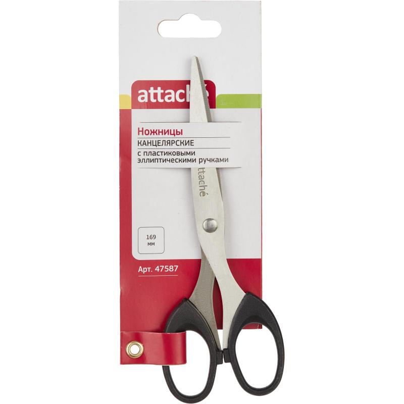 Ножницы Attache 169 мм с пластик. эллиптическими ручками,цвет черный