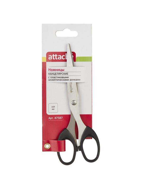 Ножницы Attache 169 мм с пластик. эллиптическими ручками,цвет черный