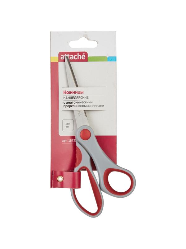 Ножницы Attache 180 мм с пласт.прорезинен.эллипт.ручками,цвет вассорт