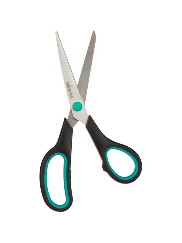 Ножницы Attache 195 мм с пласт.прорезин.ручками,цвет бирюзовый/черный