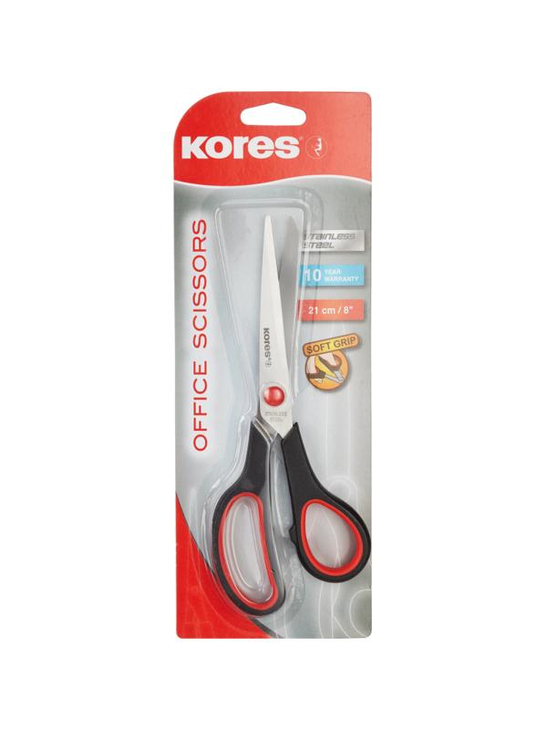 Ножницы Kores Softgrip 210 мм с пласт.прорезин.анатом.руч.,цв.в ассотр