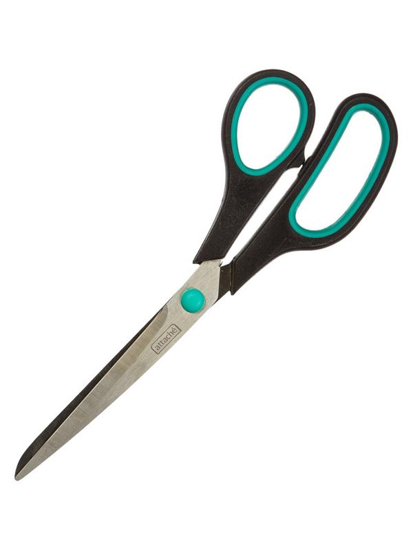 Ножницы Attache 215 мм с пласт. прорезин. руч.Attache цвет зелен/черн