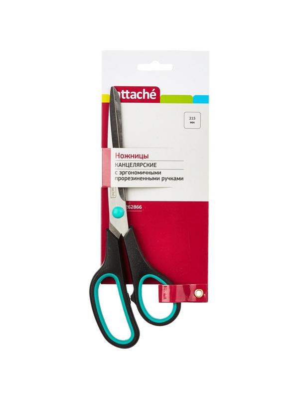Ножницы Attache 215 мм с пласт. прорезин. руч.Attache цвет зелен/черн