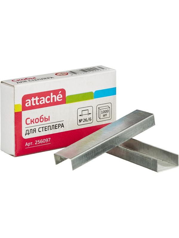 Скобы для степлера №26/6 Attache оцинкованные (2-40 листов), 1000 шт./уп