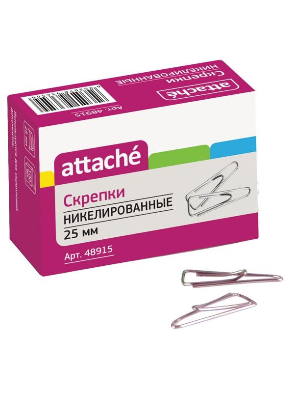 Скрепки Attache с отгибом,никелированные,треугольн,25 мм,негофрир,100 шт/уп